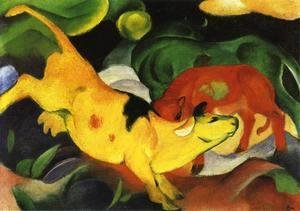Franz Marc - Cows  Yellow Red Green