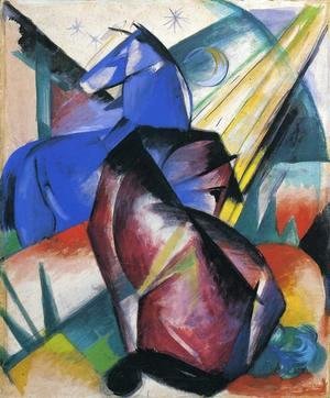 Franz Marc - Two Horses  Red And Blue