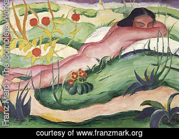 Franz Marc - Nude Lying In The Flowers