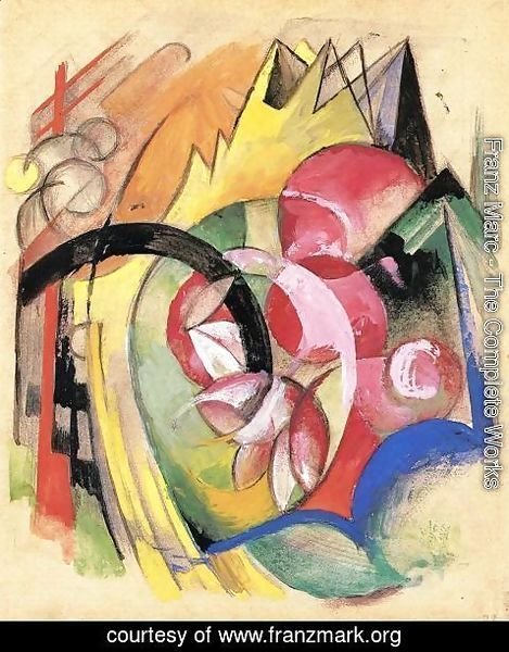 Franz Marc - Coloful Flowers Aka Abstract Forms