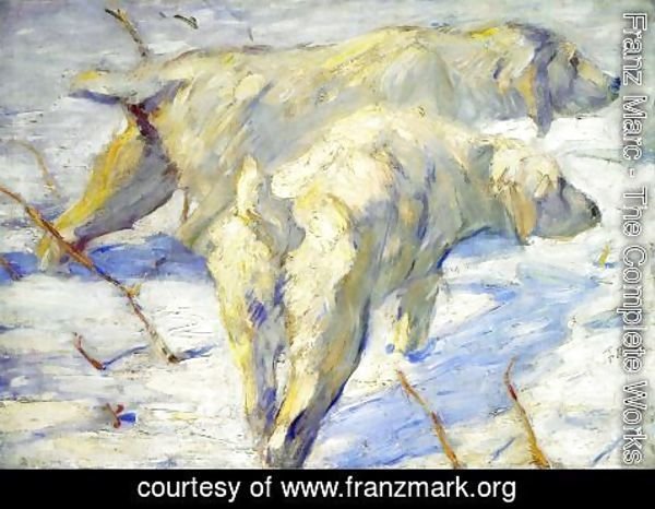 Franz Marc - Siberian Sheepdogs Aka Siberian Dogs In The Snow